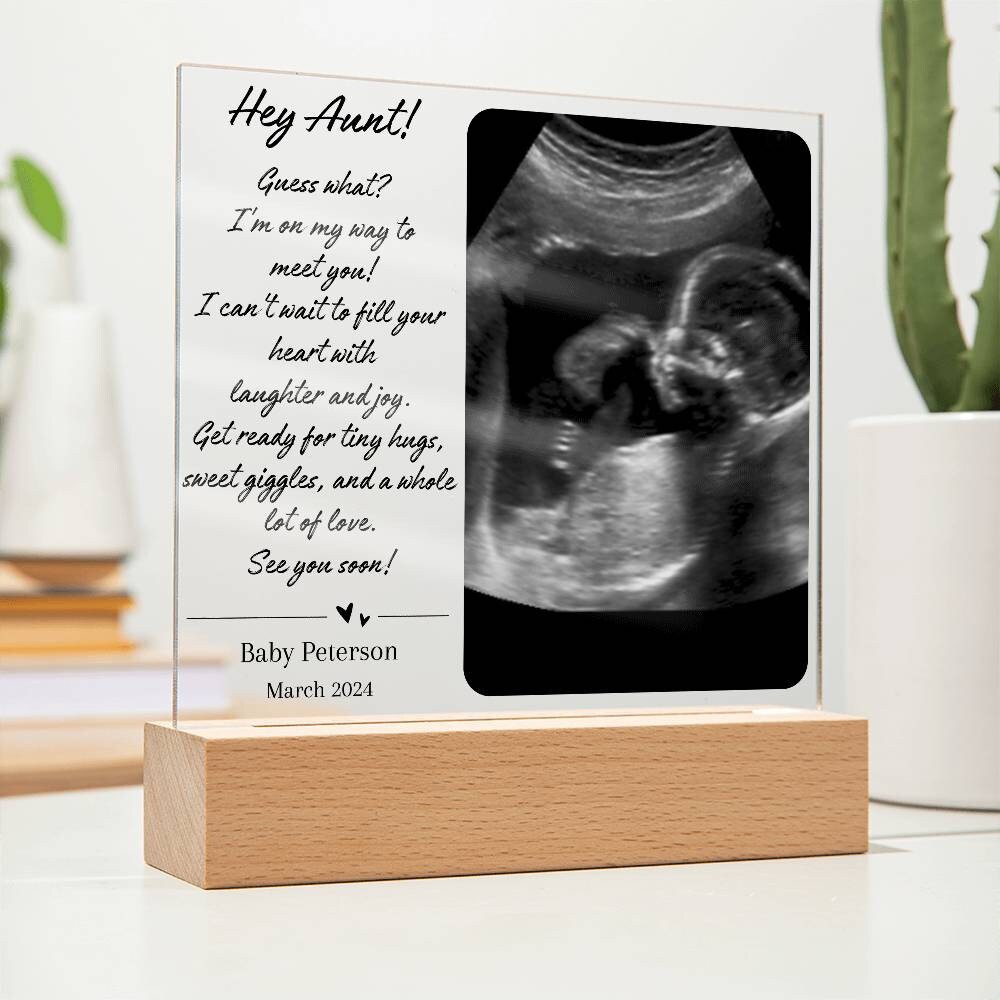 Aunt Pregnancy Announcement Gift Ultrasound Photo plaque, New Aunt Gift, Auntie to Be Gift for sister, Baby reveal gift, Future aunt gift