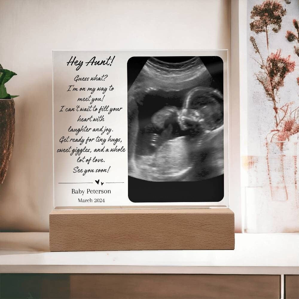 Aunt Pregnancy Announcement Gift Ultrasound Photo plaque, New Aunt Gift, Auntie to Be Gift for sister, Baby reveal gift, Future aunt gift